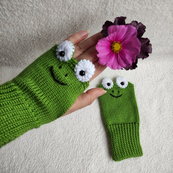 Frog - Fingerless Gloves, Hand Warmers