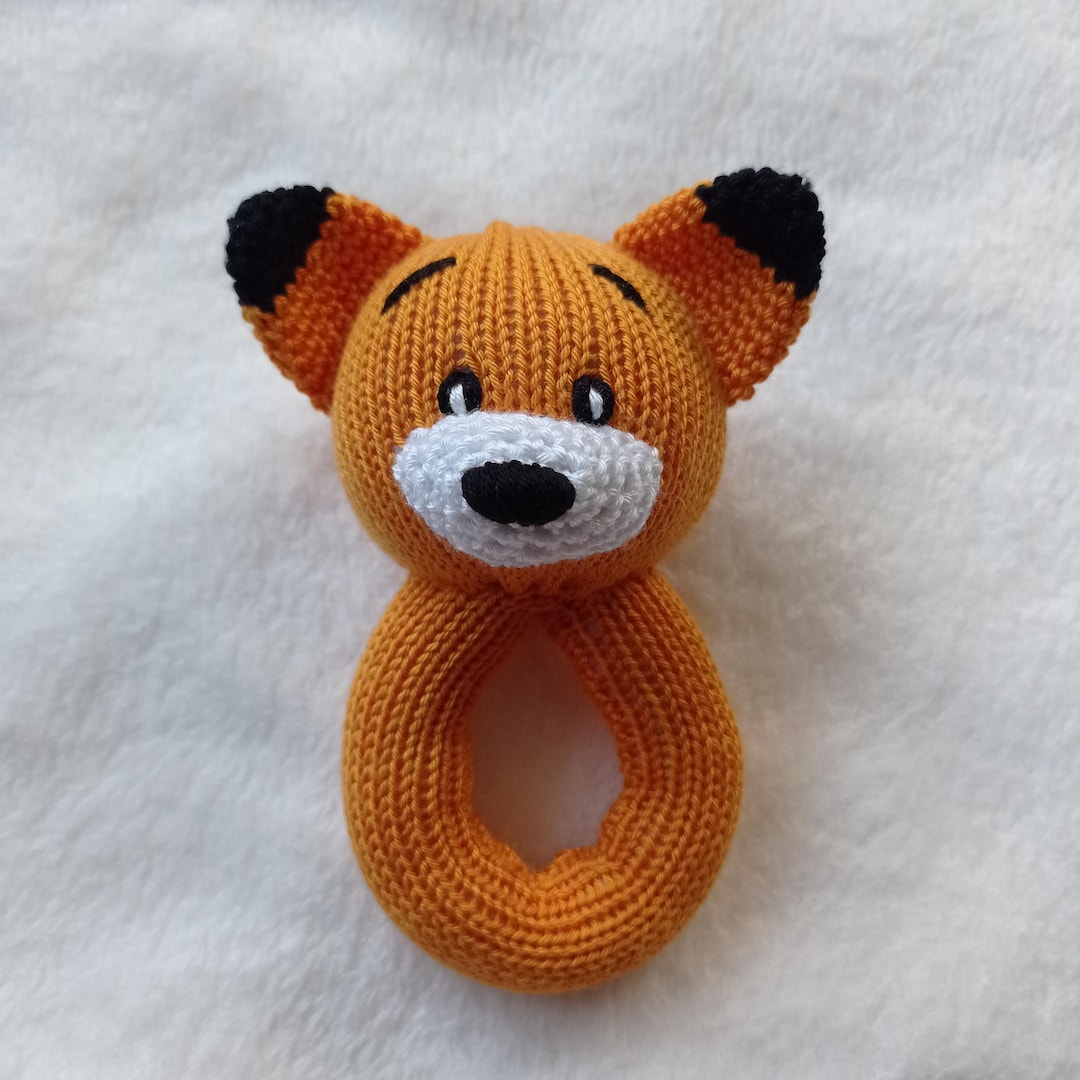 Knitted Fox - Baby Rattle Toy With Soft Handle - Etsy