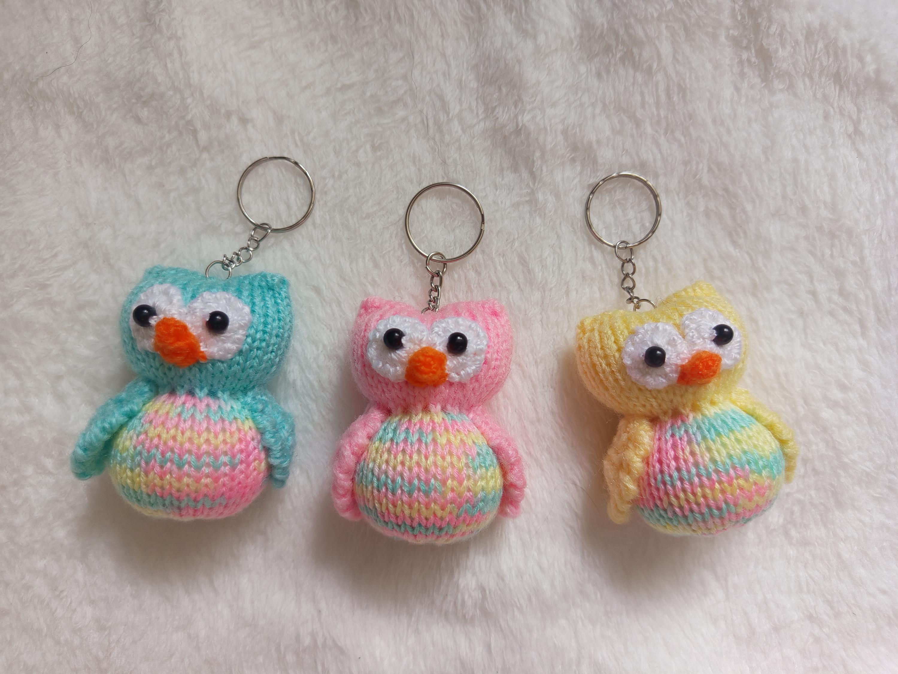 1pc Owl Keychain, Knitted Mini toy, Bag Pendant