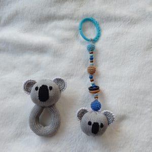 2 pcs set Koala -  Baby Rattle and Hanging Pram Toy