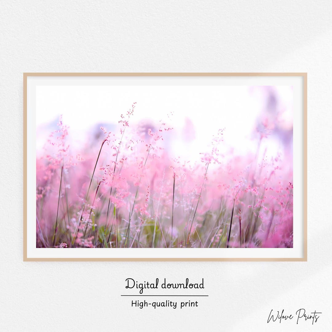 Pink Wildflower Field Photography Print – Nature Landscape Wall Art ...