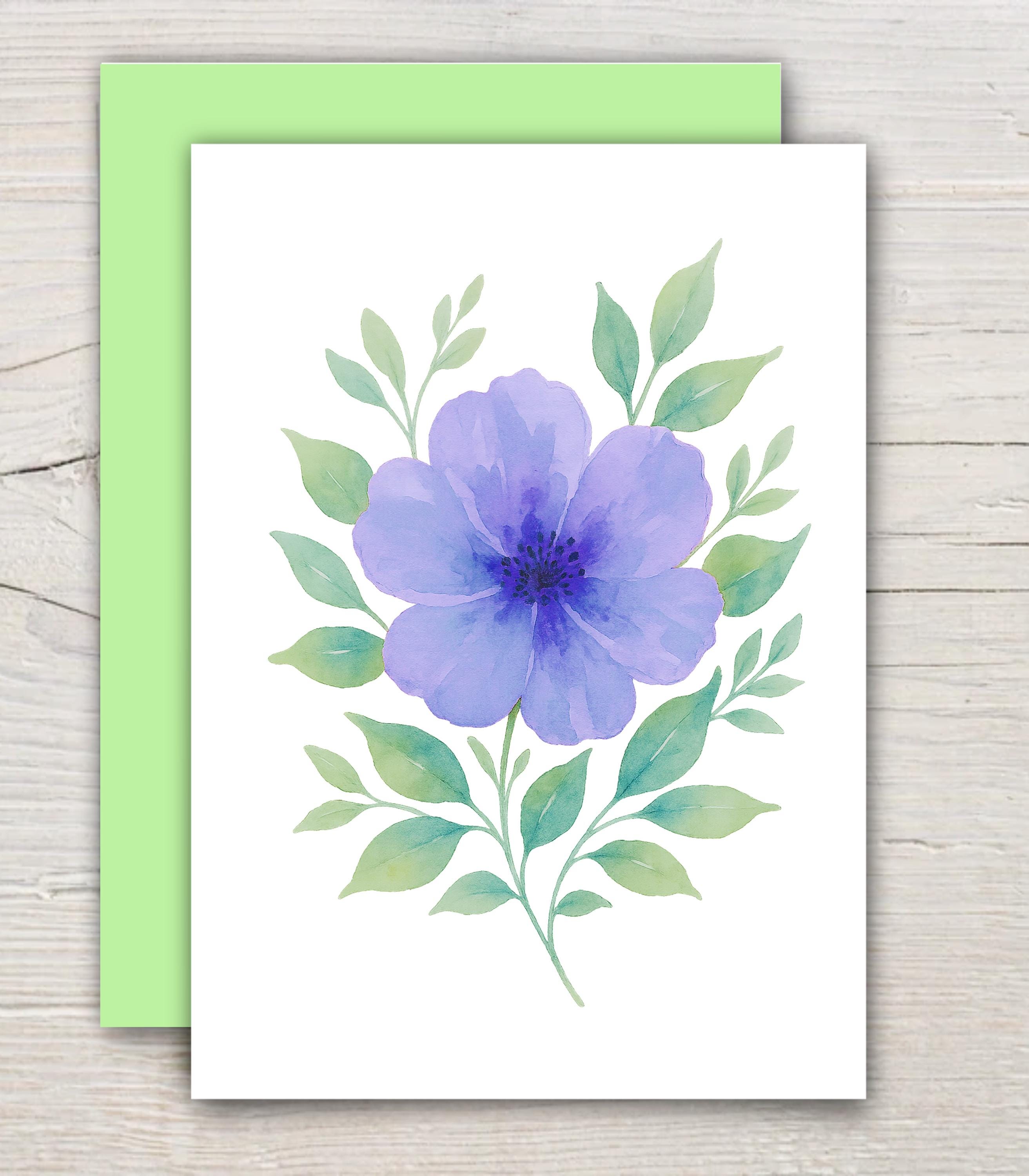 Purple Watercolor Floral Card Set, Aesthetic Flower Greeting Cards ...