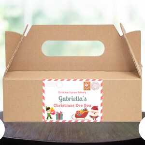 Heiligabend Box Label | Santa's Express Lieferung | Xmas Gable Handgepäck Aufkleber | Canva Vorlage | Druckbares grünes und rotes Papier Briefpapier