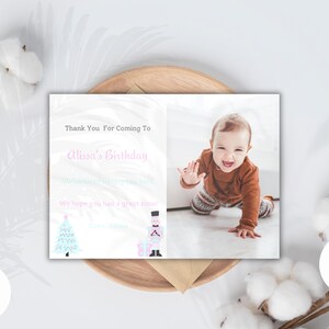 Nussknacker Geburtstags-Dankeskarte mit Foto | Weihnachten 1st Bday Postkarte mit Bild | Canva Vorlage | Druckbares Papier Briefpapier
