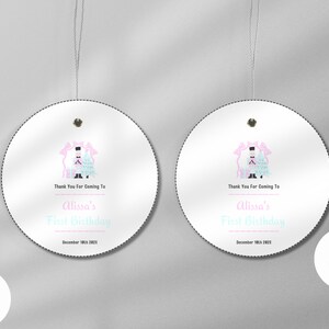 Etichetta di ringraziamento per il primo compleanno dello Schiaccianoci / Etichetta per bomboniera per il primo compleanno di Natale / Modello Canva / Cancelleria di carta stampabile per ragazze