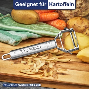 TURBO PRODUKTE Turboschäler-Sparschäler aus Edelstahl für Obst u. Gemüse Vor-und Rückwärts mit Pendelklinge für Links & Rechtshänder Bild 7