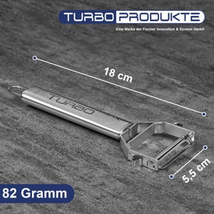 TURBO PRODUKTE Turboschäler u. Julienneschneider inkl. Hobelbrett 3'er Set Sparschäler, Julienneschäler & Hobelbrett Hochwertiger Edelstahl Bild 2