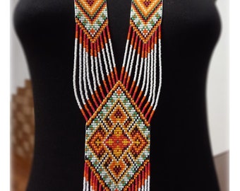 Long necklace Folk Ukrainian Gerdan, traditional Ukraine necklace Handmade Jewelry Beaded Necklace, Ukrainian Jewelry Ethnic beaded