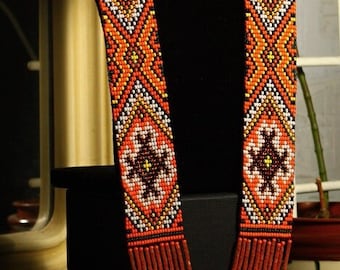Long necklace Folk Ukrainian gerdan Gerdan traditional Ukraine necklace Handmade Jewelry Beaded Necklace Ukrainian Jewelry Ethnic beaded