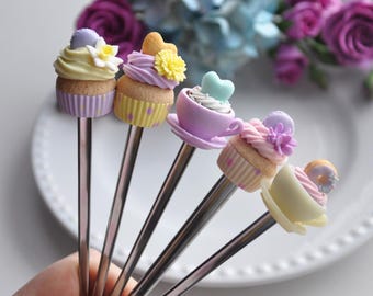 Tasty Spoon Cupcake Sweet spoon Children tea party Gift for girls cake spoon pie for tea spoon coffe spoon polymer clay funny gift
