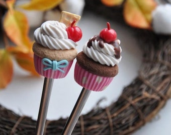 Tasty Spoon Cupcake Sweet spoon Children tea party Gift for girls cake spoon pie for tea spoon coffe spoon polymer clay funny gift