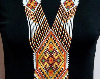 Long necklace Folk Ukrainian Gerdan, traditional Ukraine necklace Handmade Jewelry Beaded Necklace, Ukrainian Jewelry Ethnic beaded