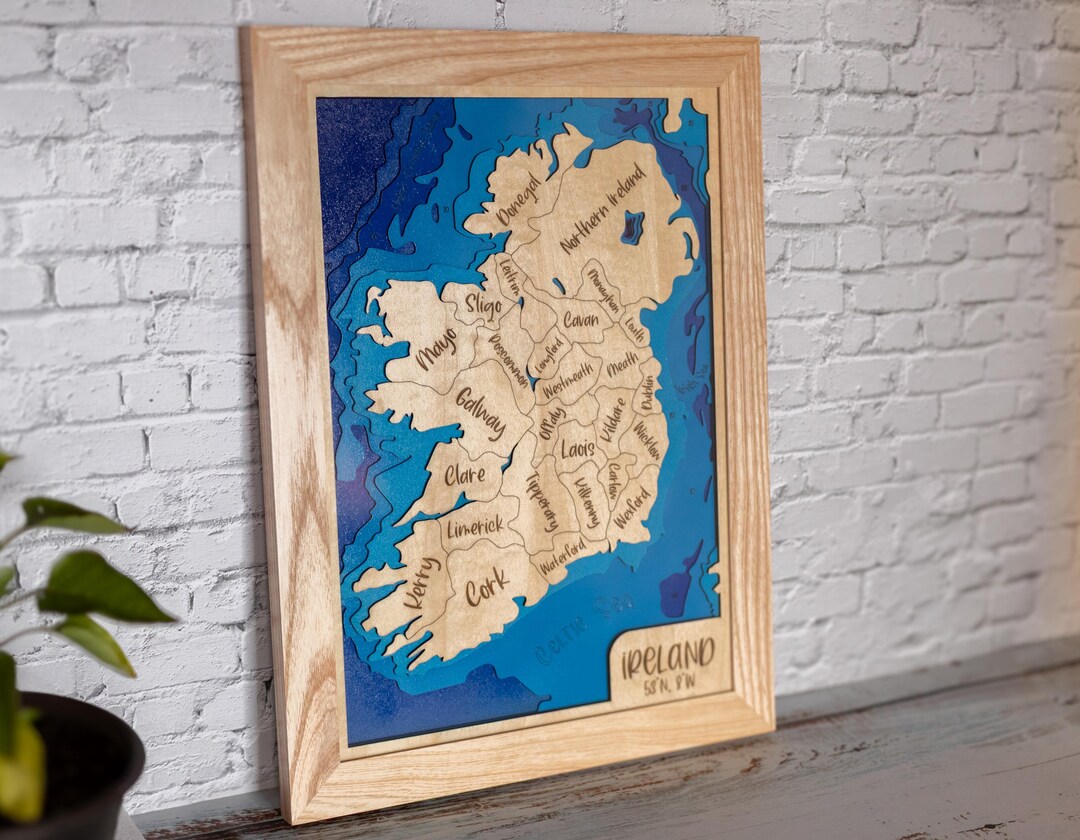 Rustic Irish Map Handmade Wooden Map of Ireland - Ash Framed Wall Art - Etsy