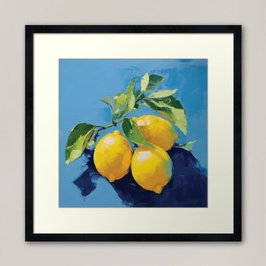 Lemons on blue background