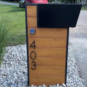 Garapa Wood Mailbox with Post: Modern Rustic Design