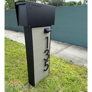 Modern Mailbox With House Numbers, Custom Mailbox, Metal Box, Solar Lighting, Home Decor, Rustic Mailbox, Mailbox, Handmade Mailbox