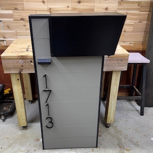 Mailbox with Post, Modern Mailbox, Rustic Mailbox,Custom Mailbox, Handmade Mailbox, Grey Mailbox,  Modern Design Mailbox, Painted Cedar Wood