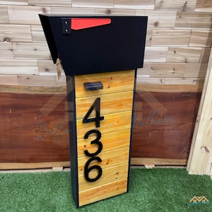 Modern Mailbox With House Numbers, Custom Mailbox, Metal Box, Solar Lighting, Home Decor, Rustic Mailbox, Mailbox, Handmade Mailbox
