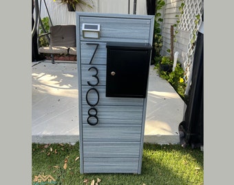 Modern Composite Mailbox with Post: Personalized Address Numbers