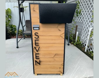 Modern Wood Mailbox with Post: Thermo-Treated Pine, High Security