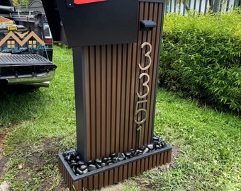 Modern Wooden Succulent Mailbox, Custom Mailbox, Slatwall Mailbox, Mailbox Personalized, Design Mailbox,  Norx Mailbox Post, NORX COMPOSITE