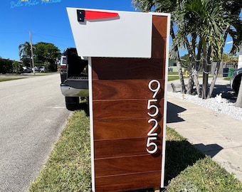 Modern Cumaru Wood Mailbox with Post: Personalized Design