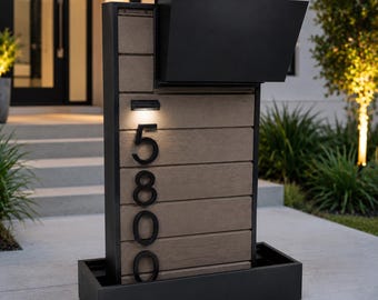 Luxury Composite Succulent Mailbox | Personalized Mailbox with Planter | Mail Boss Locking Mailbox | Solar Light | Modern Mailbox Post