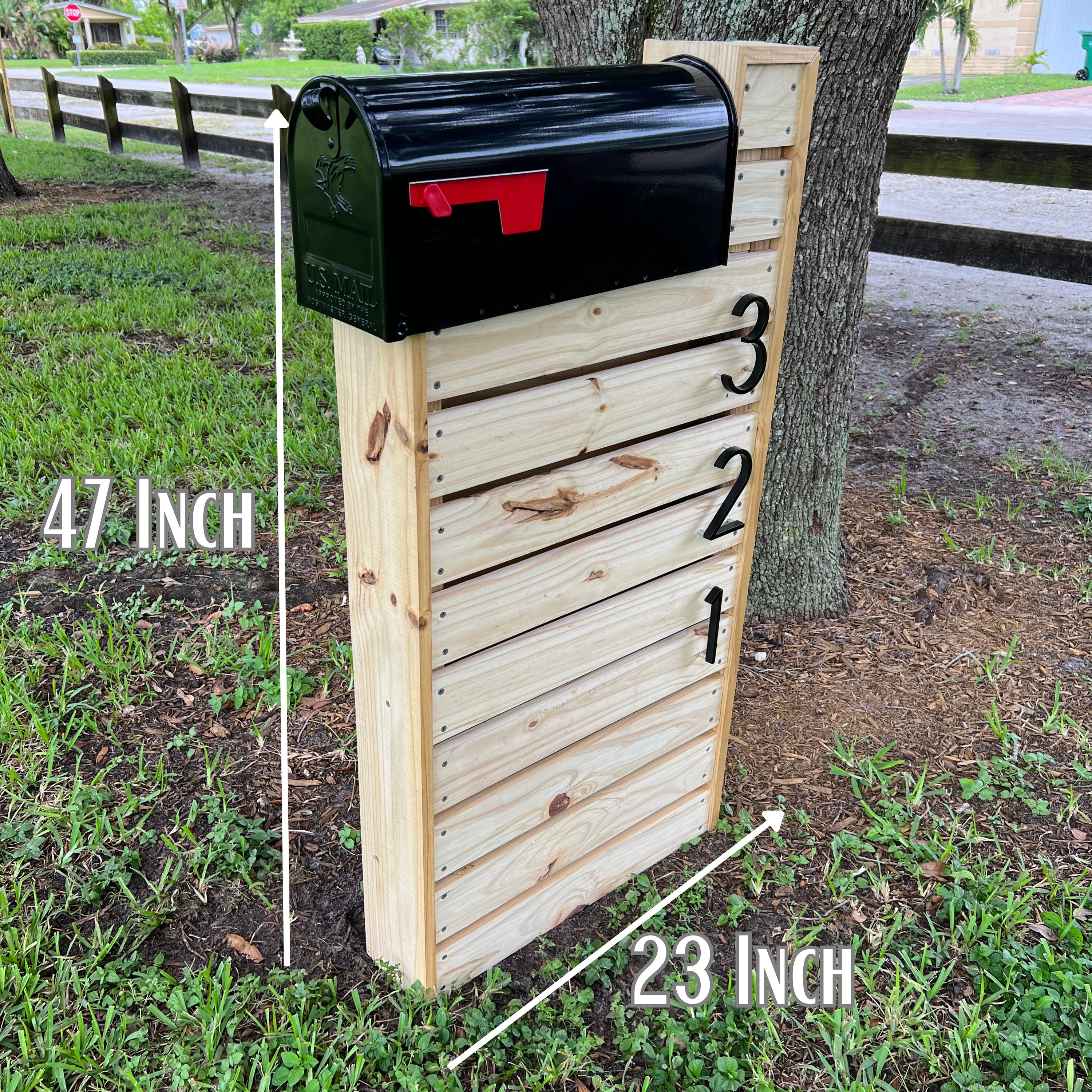 Modern Wood Mailbox With Post & Numbers: Custom Design - Etsy