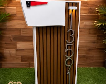 Modern Succulent Mailbox with Solar Light | Personalized NORX Composite Mailbox | Luxury Outdoor Mailbox