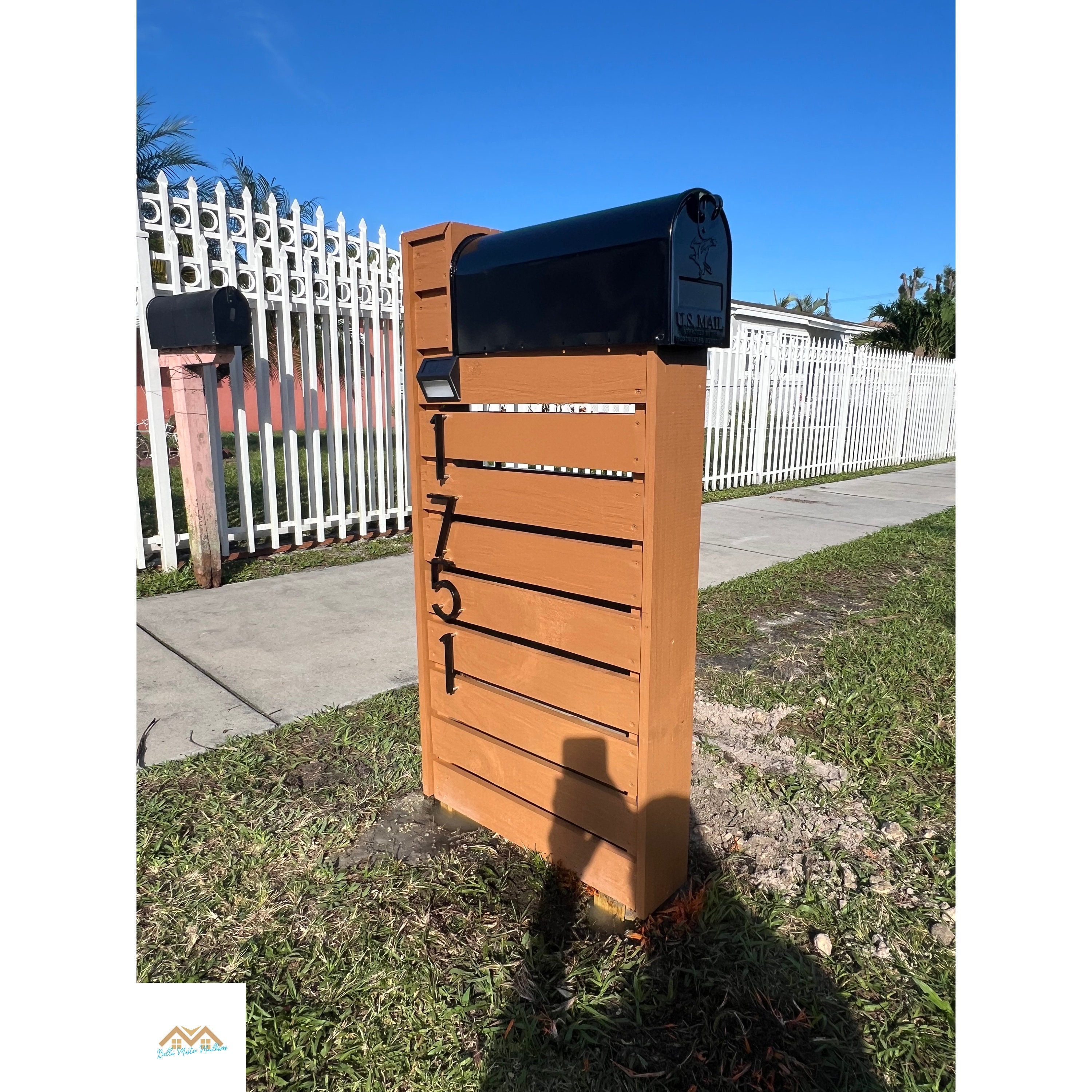 Modern Wood Mailbox With Post & Numbers: Custom Design - Etsy
