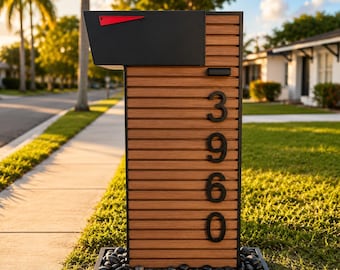 Modern Slat Wall Mailbox | Personalized NORX Composite Mailbox Post | Luxury Outdoor Mailbox