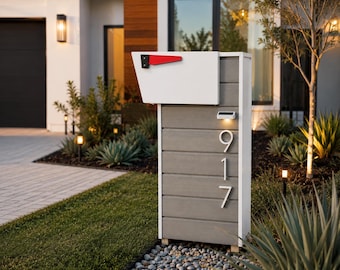 Custom Composite Mailbox with Solar LED Numbers, Weather-Resistant Modern Design