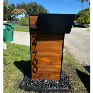 Jatoba Wood, Modern Mailbox with Post, Custom Mailbox, Mailbox Personalized, Wood Mailbox ,Mailbox Sign,Rustic Mailbox,Modern Design Mailbox