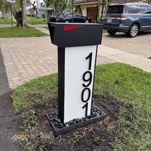 Cedar Mailbox,Modern Mailbox With House Numbers, Custom Mailbox, Metal Box, Solar Lighting, Home Decor, Rustic Mailbox, Handmade Mailbox