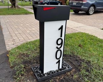 Cedar Mailbox: Modern Design with House Numbers & Solar Light