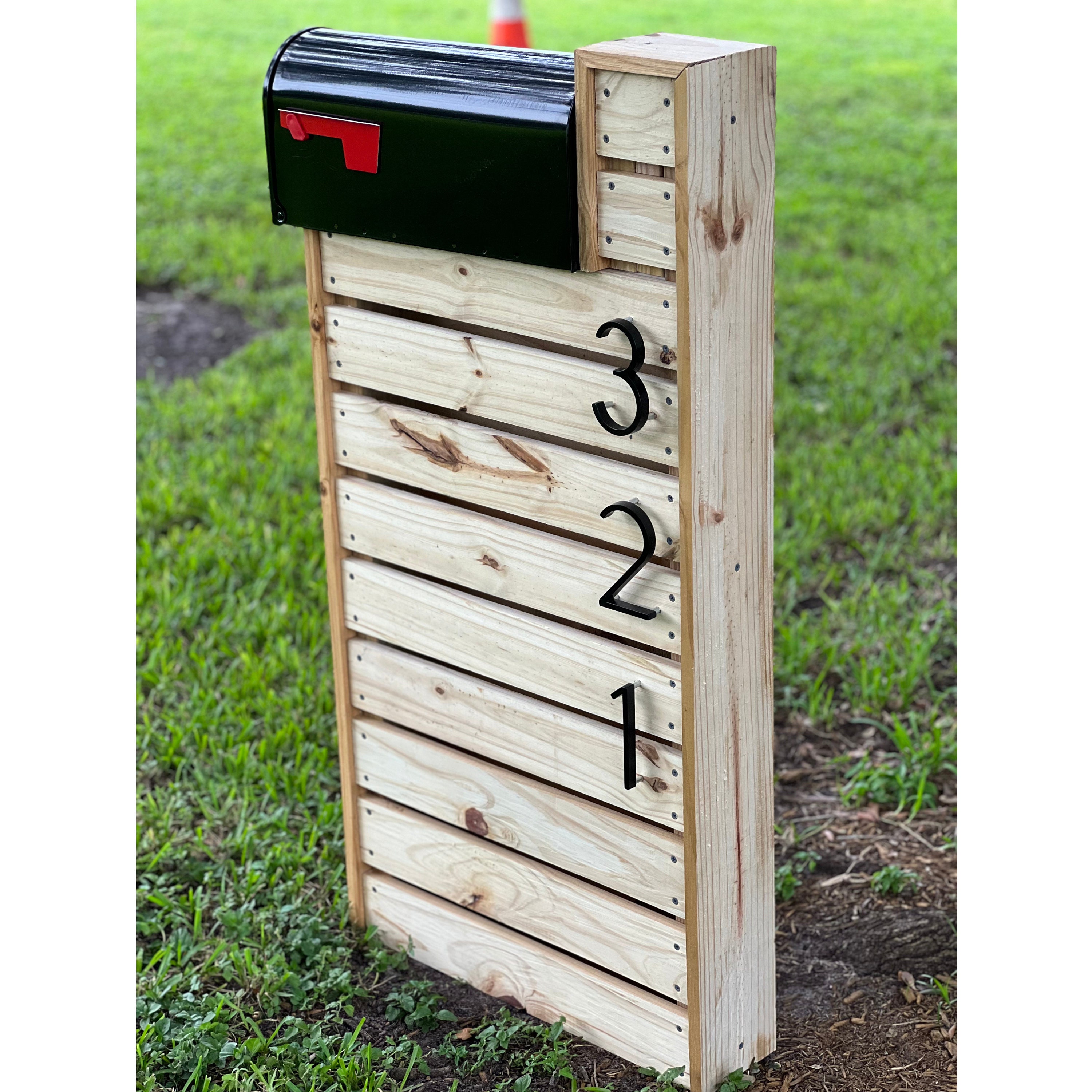 Modern Wood Mailbox With Post & Numbers: Custom Design - Etsy