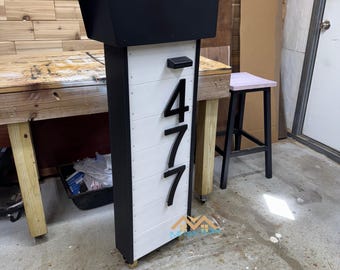 White Composite Mailbox with Solar LED Light | Handmade Modern Mailbox with Personalized Numbers | Weather-Resistant Elegant Curb Appeal