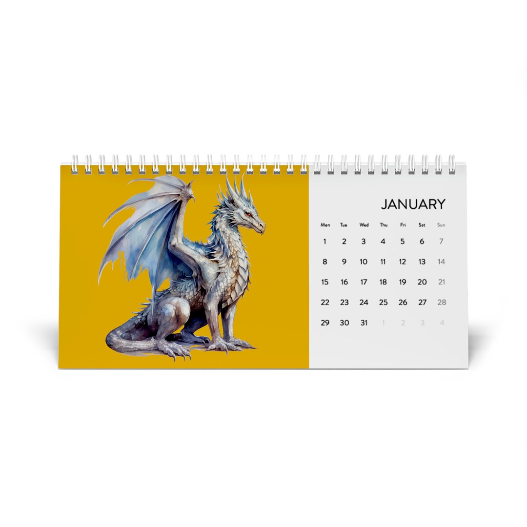Calendar Desk Calendar 2024 Calendar Dragons Dragon Etsy