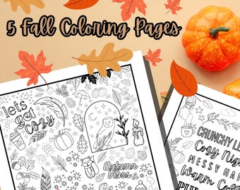 5 Autumn and Fall Coloring Pages, Cute Printable Coloring