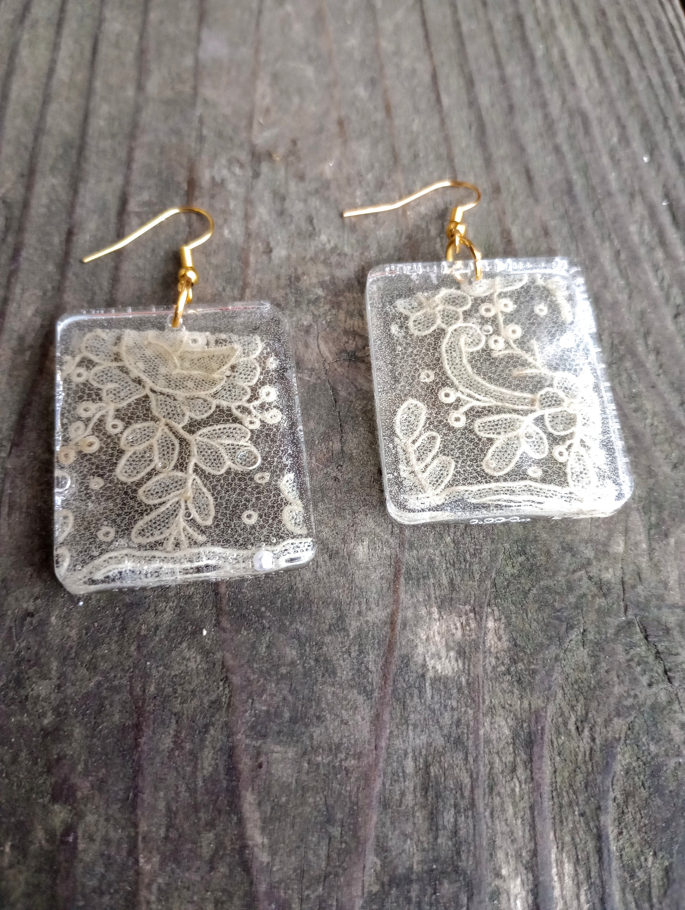 Handmade Vintage Lace Square Earrings - Etsy