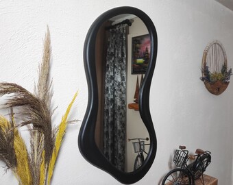 Black Framed Asymmetrical Mirror, Aesthetic Mirror, irregular Mirror, Mirror Home Decor, Handmade mirror, Mirror Wall Decor, Wall Mirror