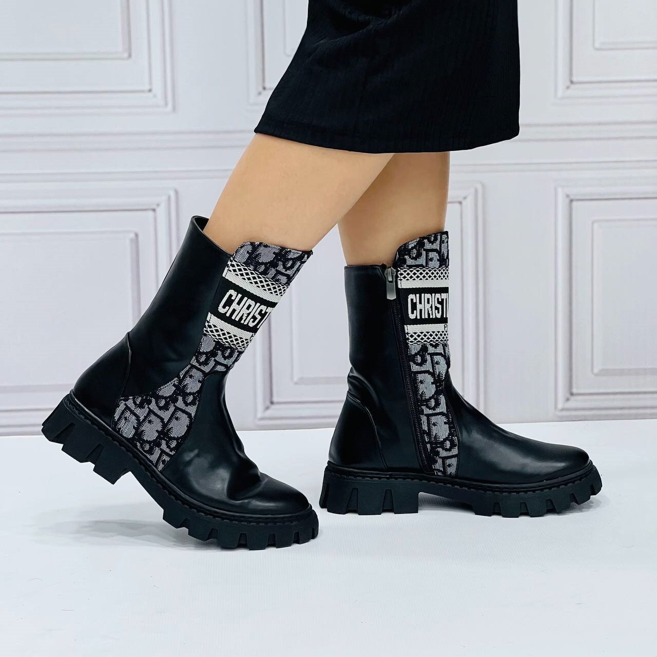 Dior by John Galliano Total Black Fur Quilted Moon Boots