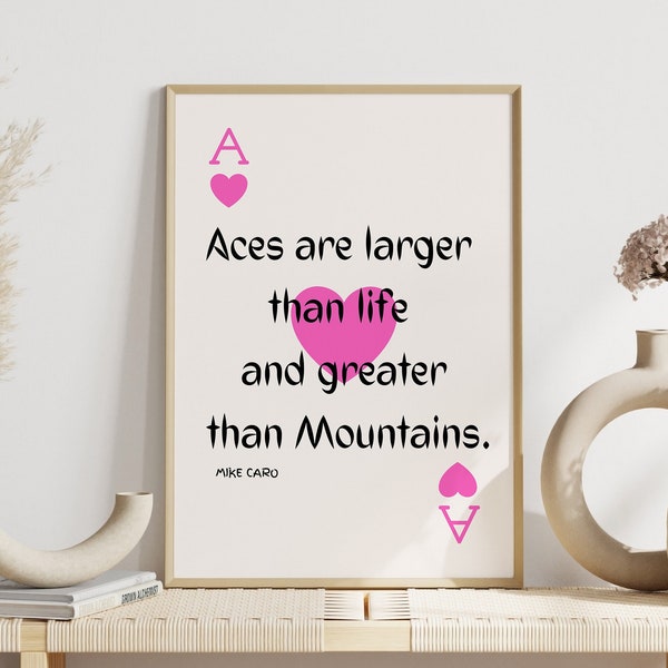 Ace of hearts print, Trendy Retro Wall Art ,Ace of hearts poster, Lucky you wall art, İm so Lucky, lucky your card,Aesthetic Wall Art Prints
