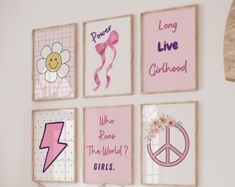 Girl Printable Wall art, Dorm Decor For College Girls, Teenage Prints, Girls Trendy wall art Set, Pink Preppy Poster Set, Teen Girl Wall Art