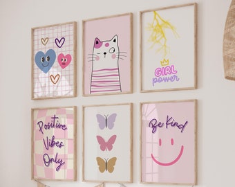 Impressões para Adolescentes, Arte de Parede Imprimível para Meninas, Decoração de Dormitório para Universitárias, Conjunto de Arte de Parede Moderna para Meninas, Conjunto de Pôsteres Rosa Estilo Preppy, Arte de Parede para Adolescentes