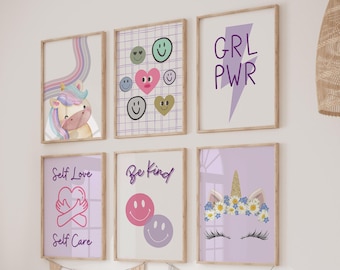Impressões para Adolescentes, Arte de Parede Imprimível para Meninas, Decoração de Dormitório para Universitárias, Conjunto de Arte de Parede Moderna para Meninas, Conjunto de Pôsteres Rosa Estilo Preppy, Arte de Parede para Adolescentes