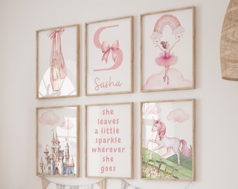Girls Wall Art,Girls Bedroom Prints,Ballerina prints, Unicorn Prints,Unicorn Decor,Nursery prints,Pink Decor,Rainbow prints,Girls Room Decor