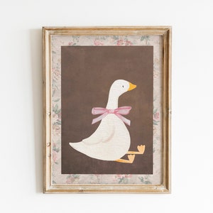 面白いガチョウのプリント、ヴィンテージの美的保育室、抽象的なヴィンテージ絵画、ガチョウの子供部屋、ガチョウのテーマ、鳥のプリント、面白い壁アートプリント 画像 1
