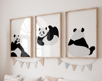 Panda Prints,Nursery Animal Decor Wall Art,Funny Animal Print,Panda Photo,Black and White Animal,Panda wall art,funny animal wall art prints