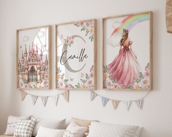 Girls Wall Art, Girls Bedroom Print, Princess prints, princess wall art prints, Nursery prints, Girls Room Decor, princess art, pink decor